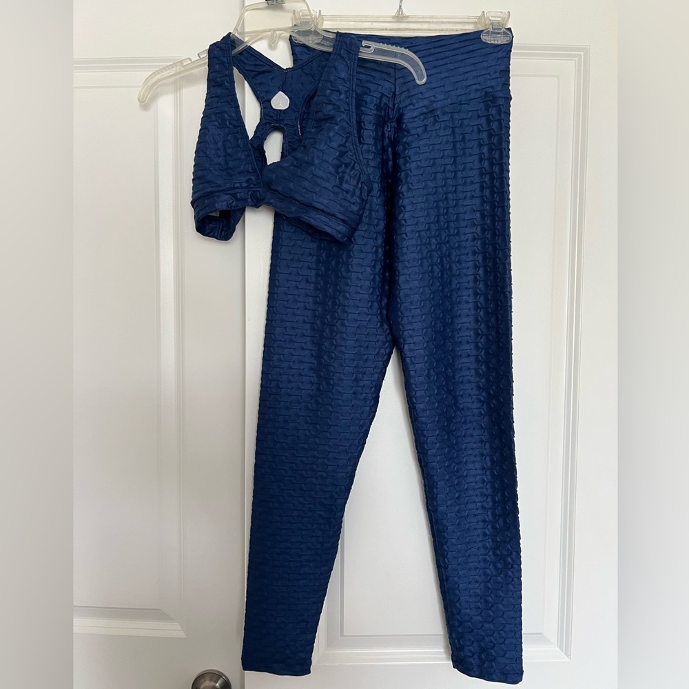 Booty by Brabants Chrome set full-length leggings + sports bra + Blue color